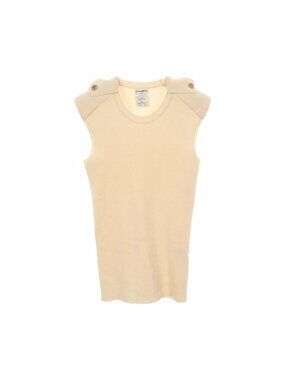 Chanel Vest CC Logo Button Knit Beige Cashmere